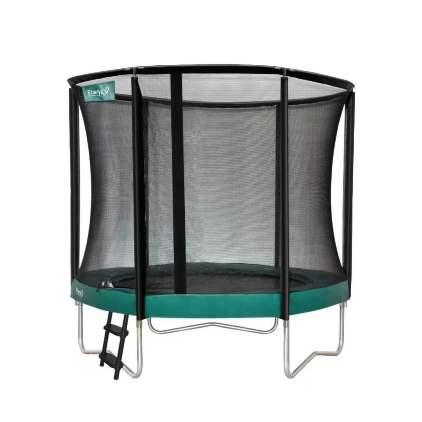 voorwoord handboeien Durf Etan Premium 08 trampoline (244 cm) + net | Van Ee Buitenspeelgoed