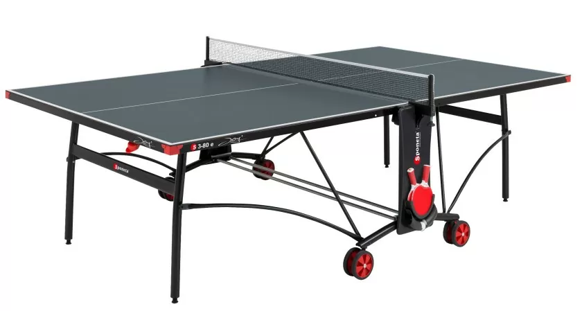 Sponeta tafeltennistafel S3-80e - outdoor grijs (zwart onderstel) | Van Buitenspeelgoed